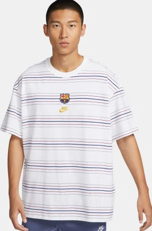 Sale Camiseta blanca rayas Barça Nike Hombre Camisetas Y Polos