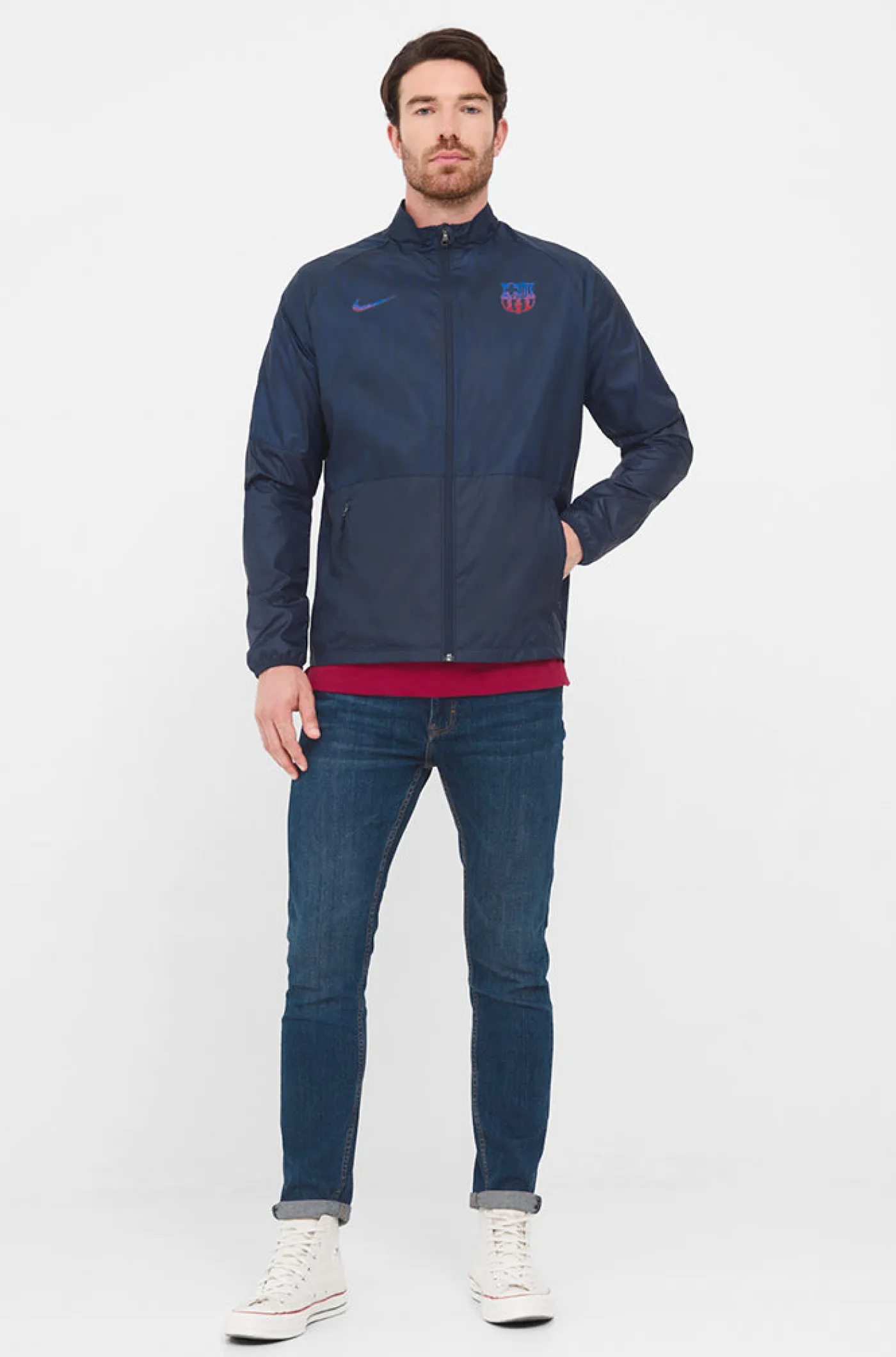 Outlet Chaquesta estampada Barça Nike Hombre Abrigos Y Chaquetas