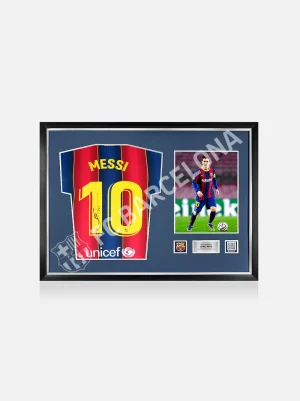 New Lionel Messi | Camiseta Oficial del 2020-2021 Firmada y Enmarcada Colección Messi | Memorabilia Firmado