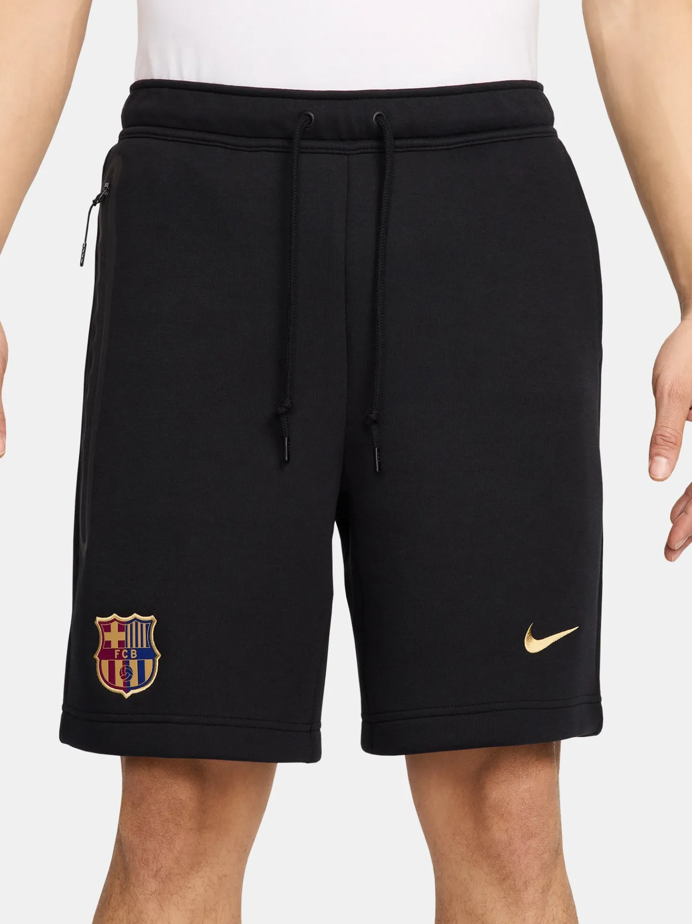 Discount Pantalón corto tech fleece escudo negro Barça Nike Hombre Pantalones Y Shorts