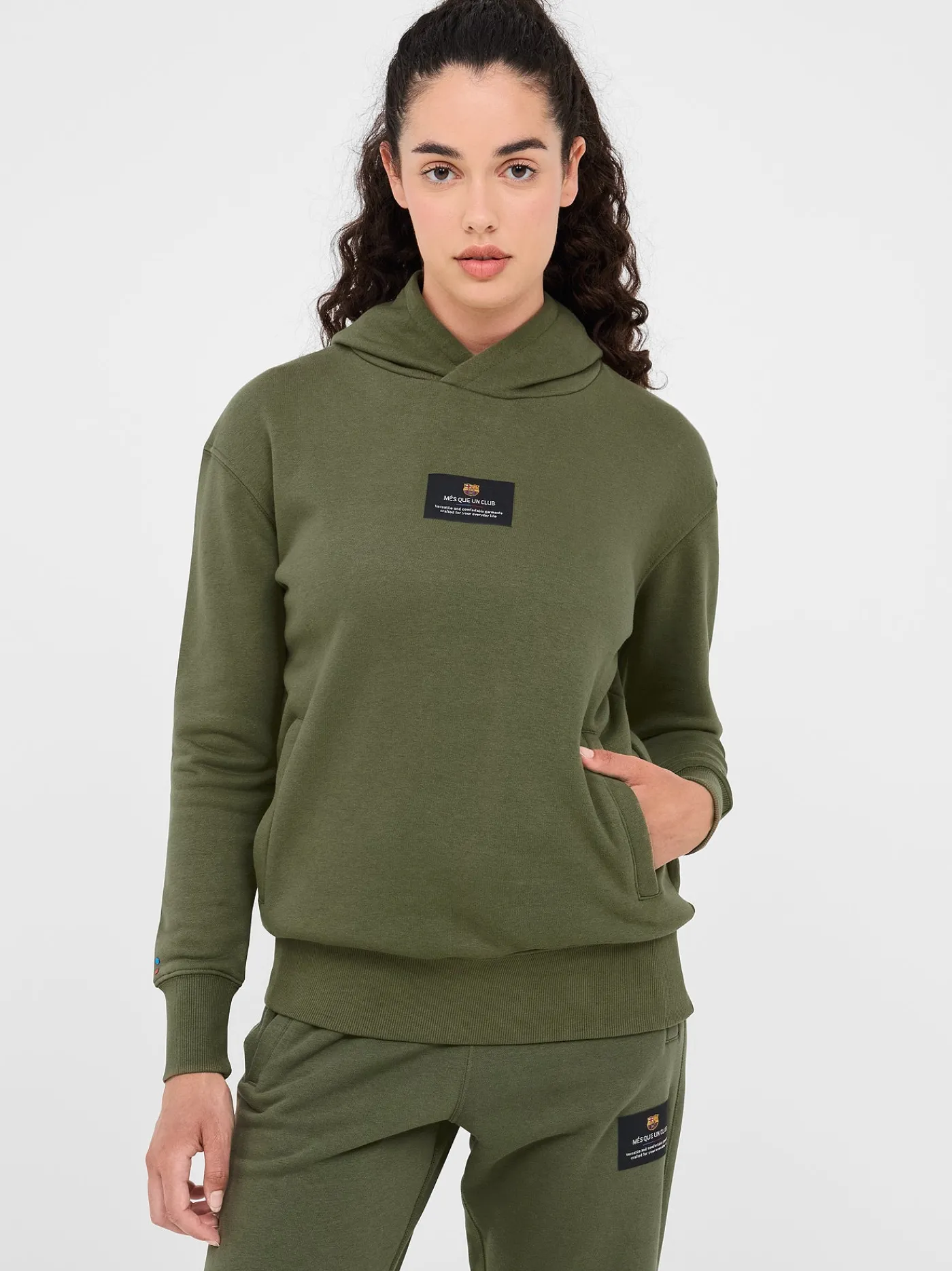 Sale Sudadera con capucha caqui Barça - Mujer Mujer Sudaderas Y Jerséis | Chándals